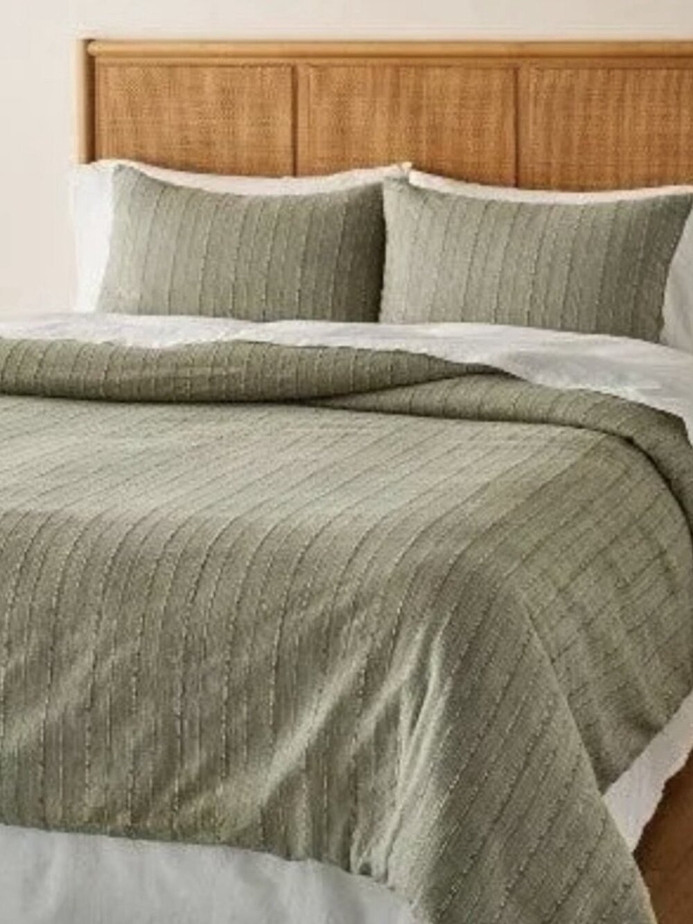 Hearth & Hand Magnolia Full Queen Sage Stripe Duvet Cover Set 3 Piece New